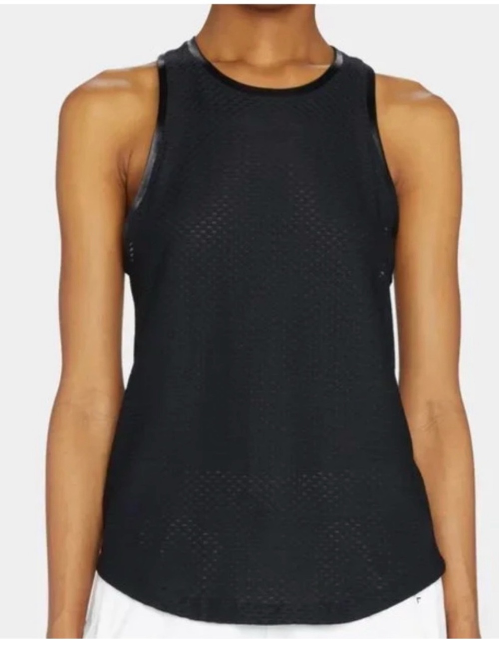 KORAL Aerate Netz Mesh Tank Black High Neck Curved Hem Small